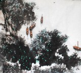 【已售】张春奇斗方作品《江南细雨》