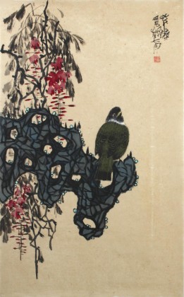 著名画家吕正明四尺三开《紫藤》