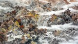 【已售】名家龙幼民六尺写意国画山水《山叶红时觉胜春》