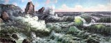 【已售】小八尺朝鲜山水国画《海金刚波涛》