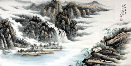 【已售】徐来选四尺山水画作品《蜀山秀色》