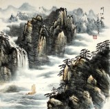 【已售】河南美协徐来选四尺斗方山水画《川江帆影》