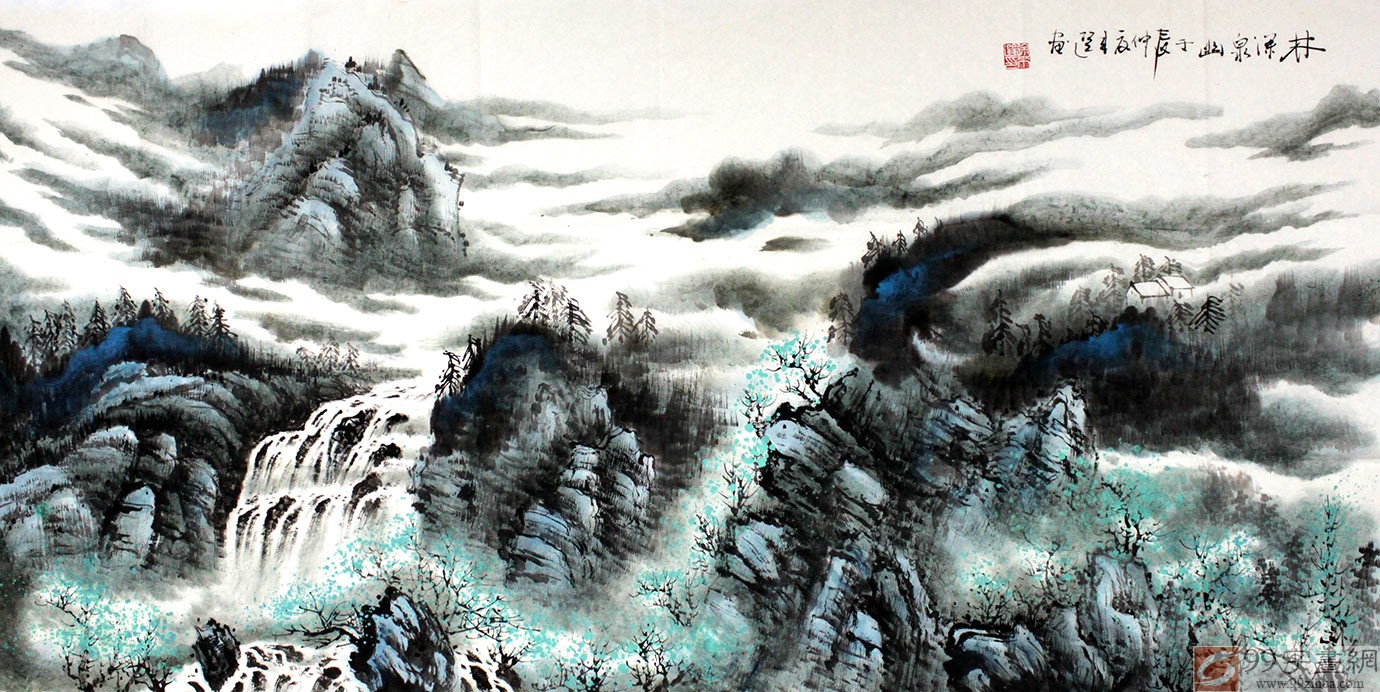 已售河南美协徐来选四尺山水画林深泉幽