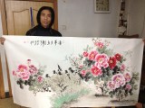【已售】王宝钦六尺吉利牡丹图《喜事多多》(询价)