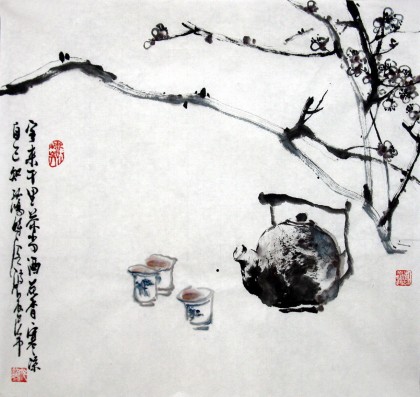 辽宁美协孤鸿三尺斗方《客来千里茶当酒》