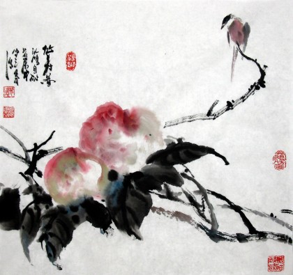 辽宁美协孤鸿三尺斗方《仙寿图》