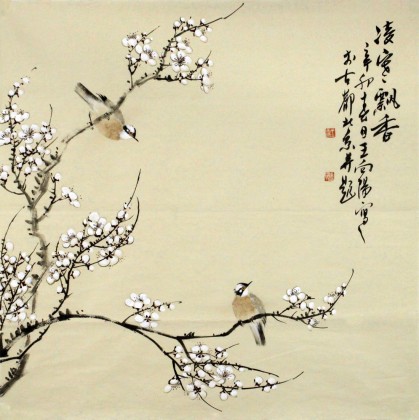 【已售】著名画家王向阳四尺斗方作品《凌寒飘香》