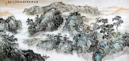 【已售】湖北美协会员庾超然六尺《云横树梢峰如黛》