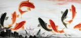 【已售定制询价】中国画院周升达小六尺国画九鱼图《富贵久鱼》