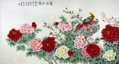 工笔牡丹《前程似锦》 - 牡丹画- 99字画网