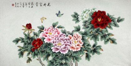【已售】凌雪四尺工笔牡丹图《花开富贵》