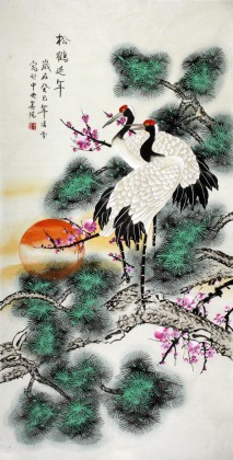 中国 名家绢絵　作家物　年代品 松鶴長春 蘭若作　收藏品 中国 名家绢絵 作家物 年代品 松鶴長春 蘭若作 收藏品 - メルカリ