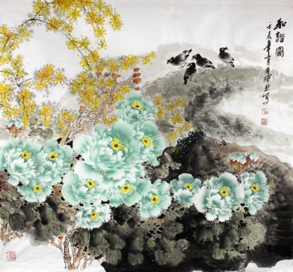 王宝钦精品六尺斗方《和谐图》(询价)
