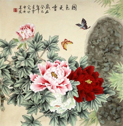 【已售】北京美协凌雪四尺斗方《国色天香》