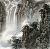 【已售】著名画家王凌云四尺斗方山水《烟云飞瀑》