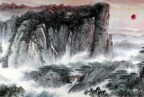 【已售】著名画家王凌云小八尺山水《旭日东升》