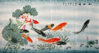北京美协蒋文秀六尺《九如图》