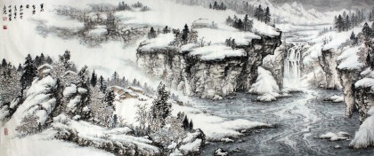 【已售】龙瑞工作室画家宁全喜小八尺雪景山水画《塞北雪霁图》
