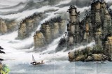 【已售】徐来选四尺山水画《峡江泛舟》