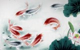 【已售】河南美协唐婉四尺九鱼图《年年有余》