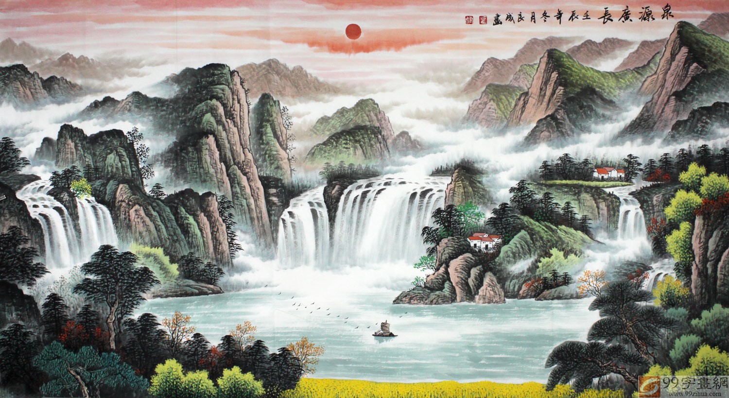 适合挂在老板办公室的山水画 - 聚宝盆山水画 