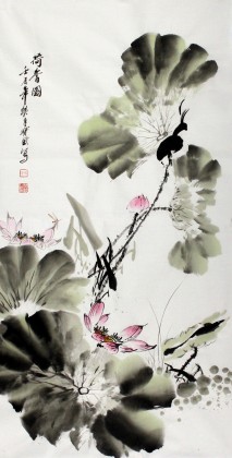 王宝钦三尺花鸟画《荷香图》(询价)