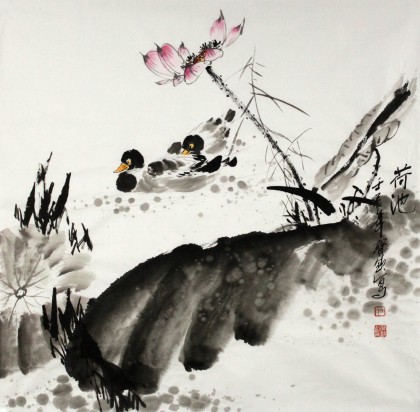 【已售】王宝钦四尺斗方作品《荷池》(询价)