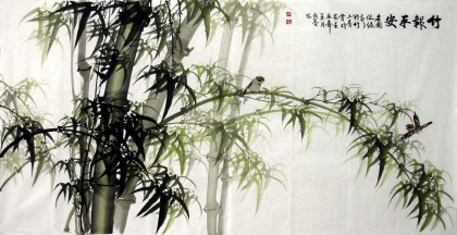 【已售】四尺客厅风水国画《竹报平安》