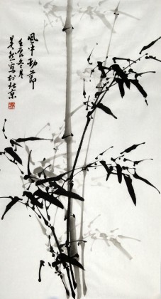 【已售】章昊然三尺墨竹图《风中劲节》