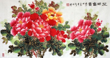 【已售】三尺精品客厅牡丹图《花开富贵》