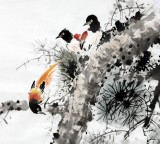 【已售】王宝钦四尺扇形花鸟精品《长寿图》(询价)