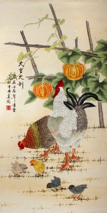 【已售】凌雪三尺工笔花鸟画《大吉大利》