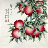 【已售】凌雪四尺斗方工笔画桃子《謦香长寿》