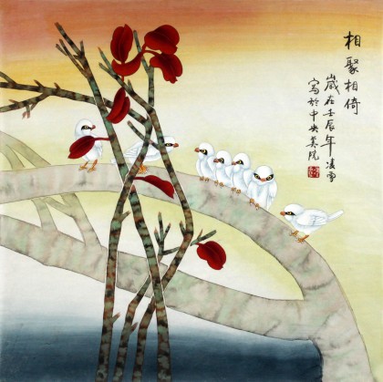 【已售】凌雪四尺方温馨卧室挂画《相聚相倚》
