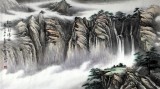 【已售】刘洋六尺大气山水《松山飞瀑图》