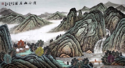 宁良成六尺山水画《清谷幽居图》