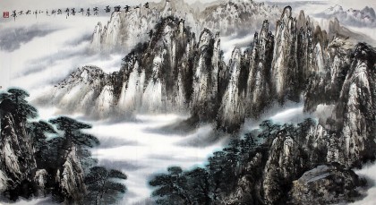 【已售】刘洋六尺山水画《黄山云烟图》
