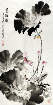 【已售】王宝钦三尺精品花鸟画《夏荷图》(询价)