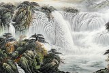 【已裱好 质量有问题 不售】张宏达六尺聚宝盆风水画《源远流长》
