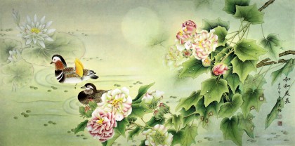山东美协赵逸梅四尺《和和美美》