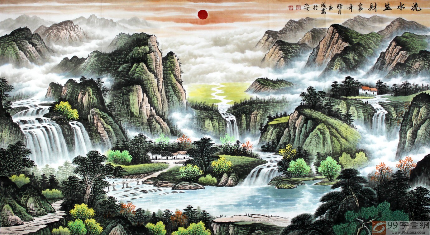 适合挂在老板办公室的山水画 - 聚宝盆山水画 