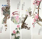 【已售】凌雪花鸟四条屏《春夏秋冬》