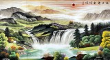【已售】宁良成六尺聚宝盆山水《旭日东升》