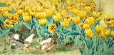【已售】山东美协赵逸梅四尺展览作品《郁金香和平鸽》