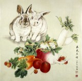 【已售】山东美协赵逸梅四尺斗方《玉兔呈祥》