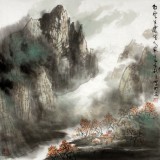 【已售】中国山水画家协会副主席程冰石四尺斗方《白云生处有人家》