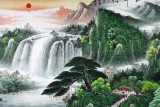 【已售】吴东六尺聚宝盆山水画《旭日东升》