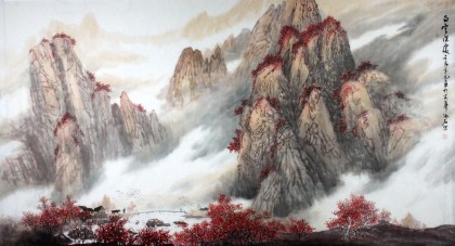 中国山水画家协会副主席程冰石六尺《白云深处》