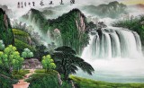 【已售】吴东小六尺聚宝盆山水画《源远流长》