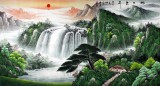 【已售】吴东六尺聚宝盆山水画《旭日东升》